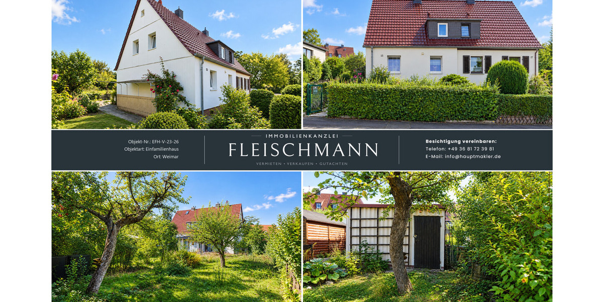 Doppelhaushälfte mit Garten in Weimar-Oberweimar – Sanierungsobjekt in Top-Schullage - Doppelhaushälfte Weimar Ehringsdorf | Angebot:27374677