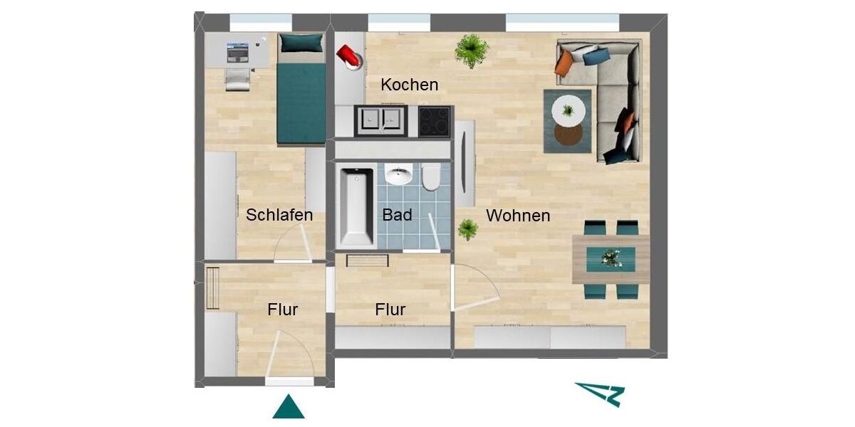 Etagenwohnung Pößneck - 2 Zimmer, 47 m&sup2;, 305&euro; | Angebot:26478030